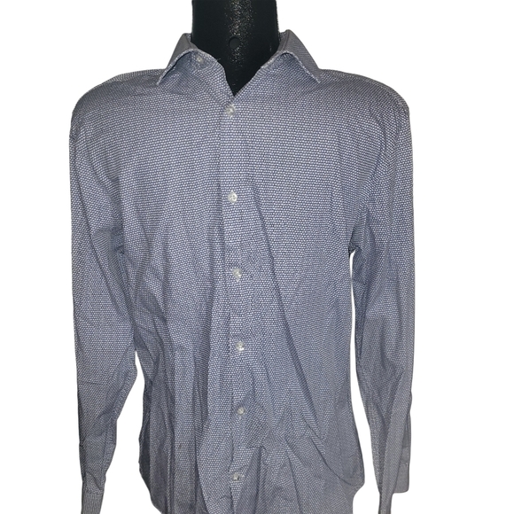 Calvin klein Blue and White Patterned Slim Fit Shirt M - Picture 1 of 5